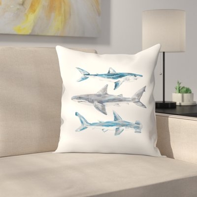 Jetty Printables Painted Shark Trio 1 Throw Pillow - Image 0