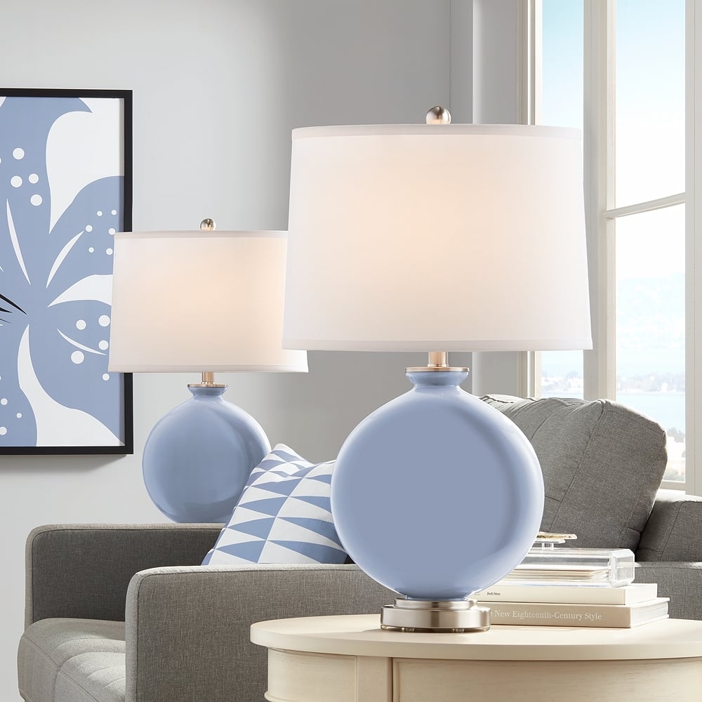 Color Plus Carrie 26 1/2" Sky Blue Table Lamp Set of 2 - Image 0