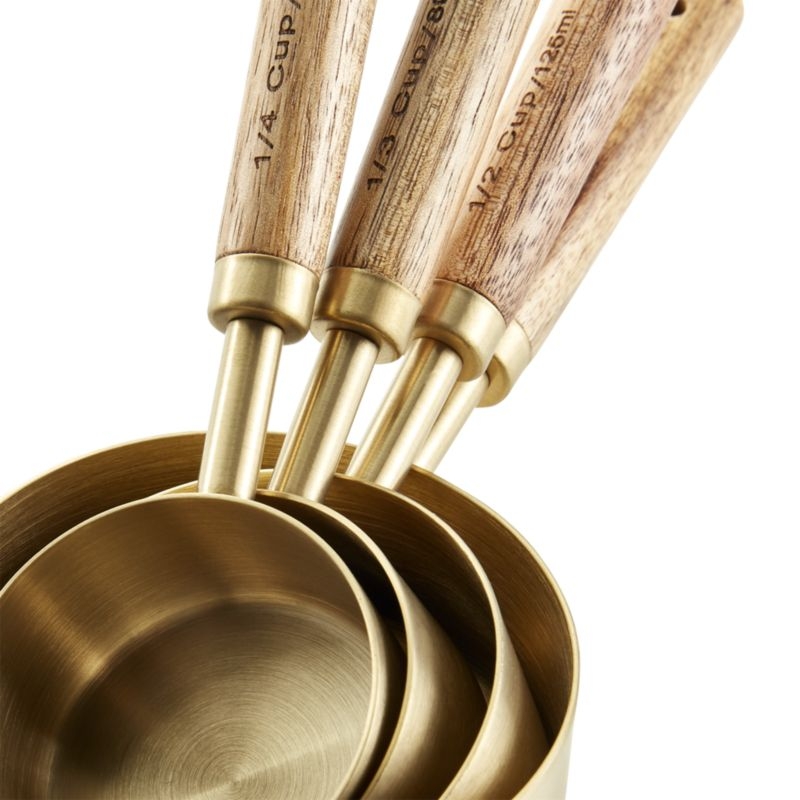 Acacia Wood and Gold Measuring Cups, Set of 4 - Image 4
