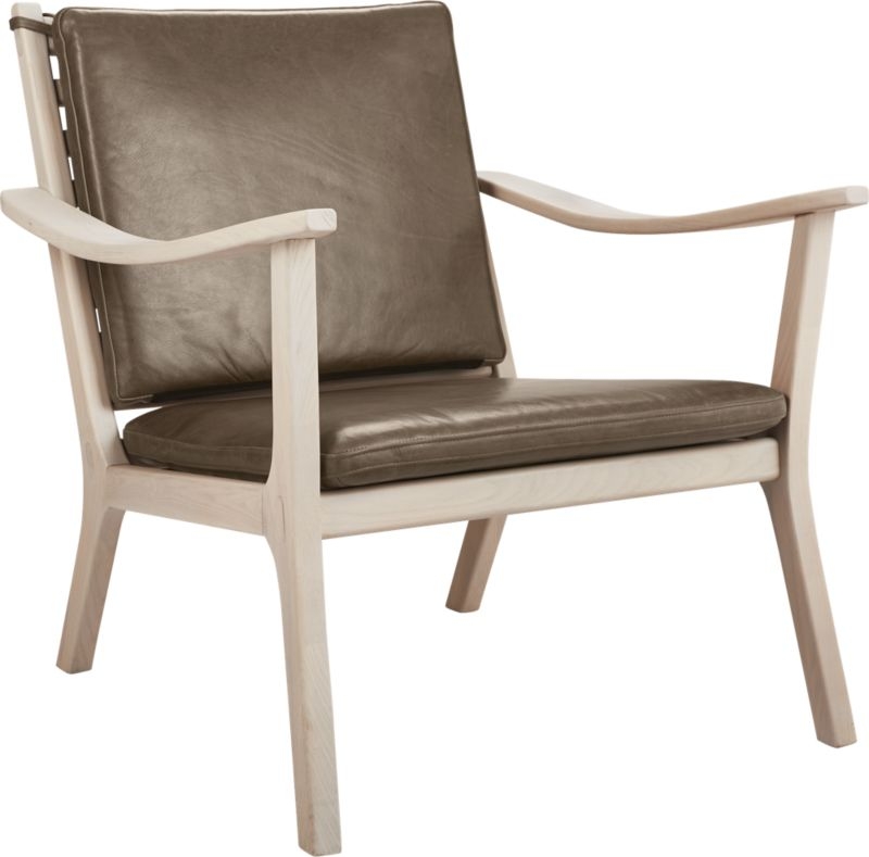 Parlay Dove Grey Leather Lounge Chair - Image 3