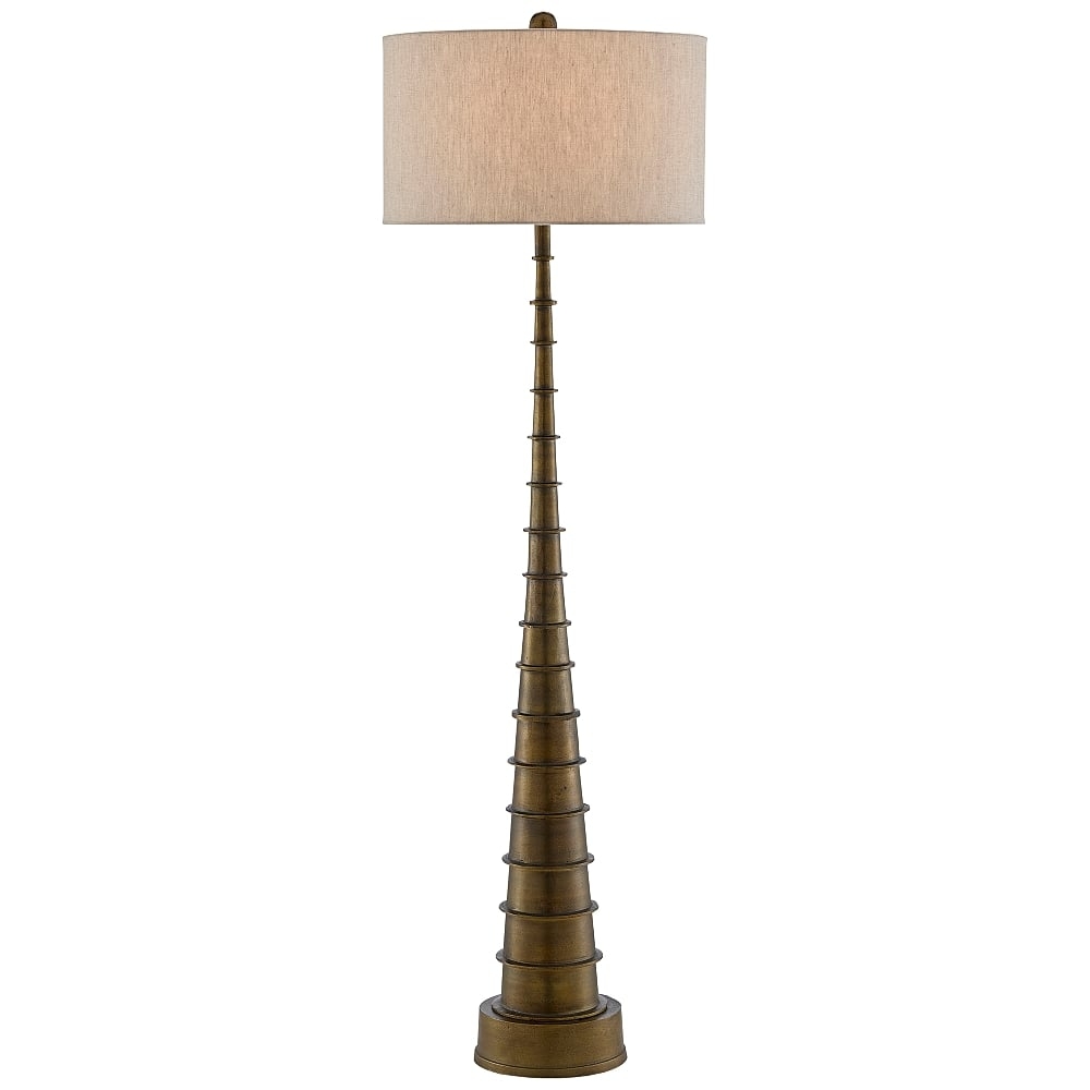 Currey and Company Auger Antique Brass Metal Floor Lamp - Style # 71T63 - Image 0