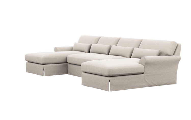 Maxwell U-Sectional with Linen Fabric and Oiled Walnut with Brass Cap legs - Image 3