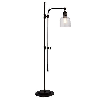 PB Classic Textured Glass Articulating Floor Lamp, Bronze Base - Image 0