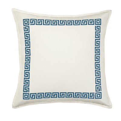 Dore Greek Key Cotton Canvas Throw Pillow - Image 0