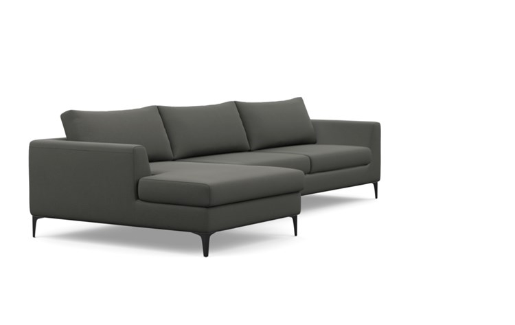 Asher Chaise Sectional with Charcoal Fabric and Matte Black legs - Image 1