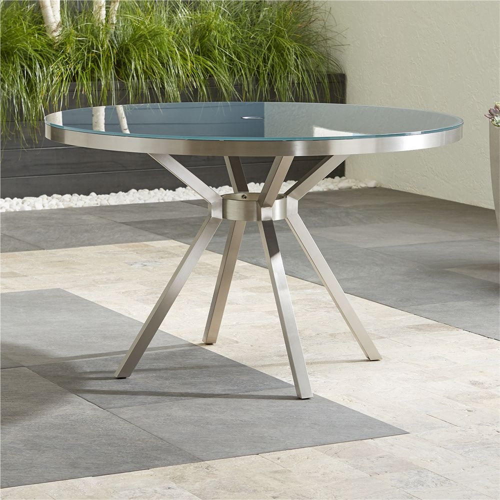 Dune Round Outdoor Dining Table with Painted Charcoal Glass - Image 0