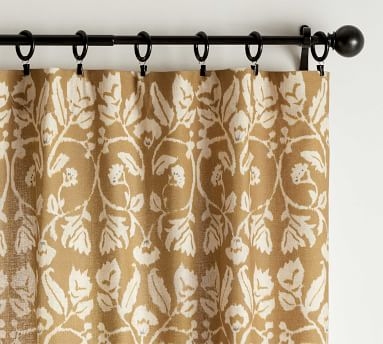 Zama Print Linen/Cotton Rod Pocket Blackout Curtain, Mustard, 96 x 50" - Image 2