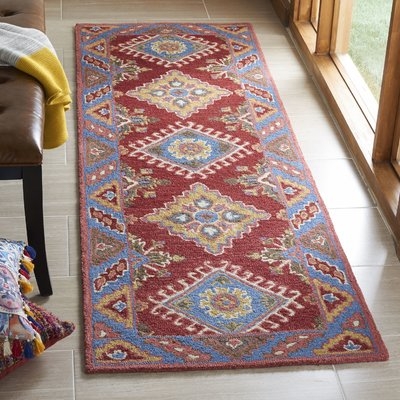 Garvin Hand-Tufted Wool/Cotton Red/Blue Area Rug - Image 0
