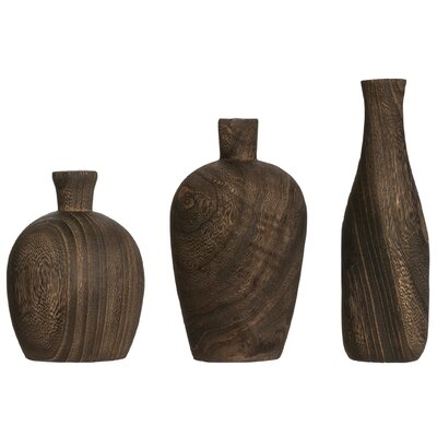 Weitzel Paulownia Wood 3 Piece Table Vase Set - Image 0