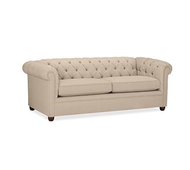 Chesterfield Upholstered Sofa 86", Polyester Wrapped Cushions, Performance Everydaylinen(TM) by Crypton(R) Home(TM) Stone - Image 2