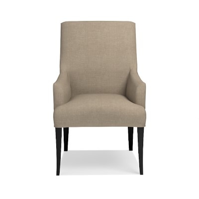 Belvedere Dining Armchair, Performance Linen Blend, Stone, Ebony Leg - Image 0