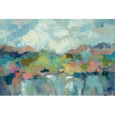 Abstract Lakeside Painting Print on Wrapped Canvas - Image 0
