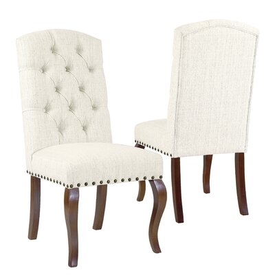 Crepeau Stain Resistant Texutred Back Upholstered Dining Chair Natural-set of 2 - Image 0