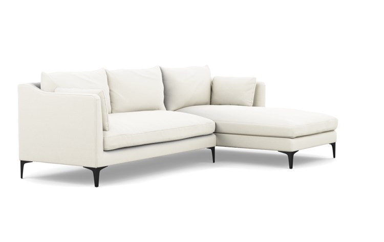 Caitlin by The Everygirl Chaise Sectional with Ivory Fabric and Matte Black legs - Image 1