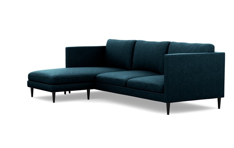 Oliver Sectionals with Indigo Fabric with left facing chaise and Matte Black legs - Image 4