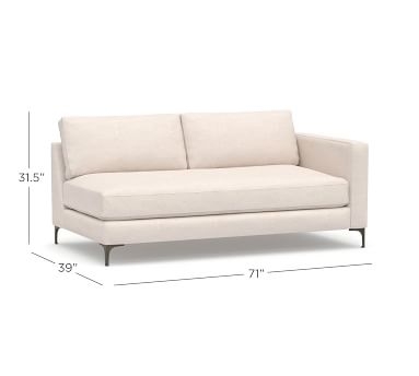 Jake Upholstered Sectional Ottoman with Bronze Legs, Polyester Wrapped Cushions, Performance Brushed Basketweave Indigo - Image 2