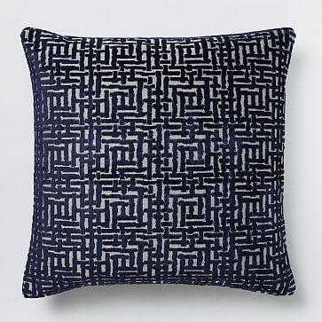 Allover Crosshatch Jacquard Velvet Pillow Cover, 20"x20", Nightshade - Image 0