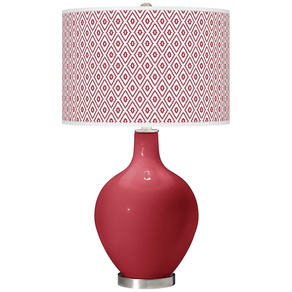 Color Plus Ovo 28 1/2" Diamonds Shade Samba Red Table Lamp - Image 0