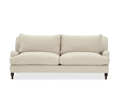 Carlisle Upholstered Grand Sofa 90.5" with Bench Cushion, Down Blend Wrapped Cushions, Brushed Crossweave Light Gray - Image 3