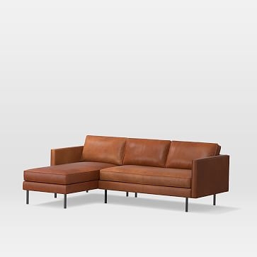 Axel Chaise Sectional, Left Arm Sofa, Right Arm Chaise, Leather, Saddle, Metal - Image 3