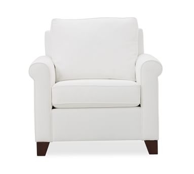 Cameron Roll Arm Upholstered Armchair, Polyester Wrapped Cushions, Performance Heathered Tweed Pebble - Image 3