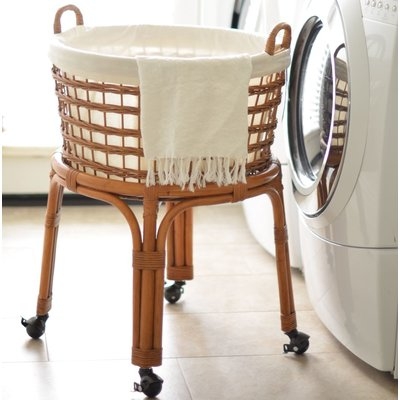 Rolling Wicker Laundry Basket - Image 0