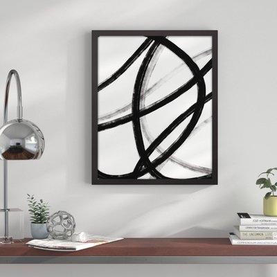 'Loops Black and White Abstract' Framed Graphic Art Print on Canvas - Image 0