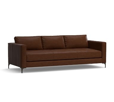 Jake Leather Grand Sofa 95.5" with Bronze Legs, Down Blend Wrapped Cushions, Legacy Chocolate - Image 2