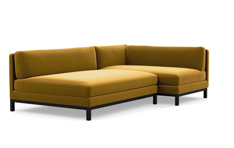 Jasper Chaise Sectional with Citrine Fabric and Matte Black legs - Image 1