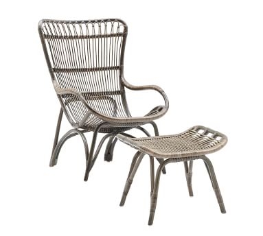 Sika Design Monet Rattan Chair and Ottoman, Black - Image 3