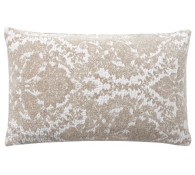 Rosalia Textured Lumbar Pillow Cover, 16 x 26", Flax - Image 0