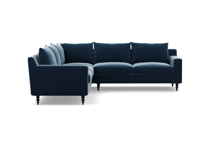 Sloan Corner Sectional with Blue Sapphire Fabric and chrome legs - Image 2
