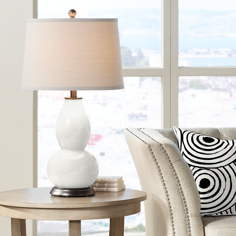 Color Plus Double Gourd 28 3/4" High Winter White  Table Lamp - Image 0
