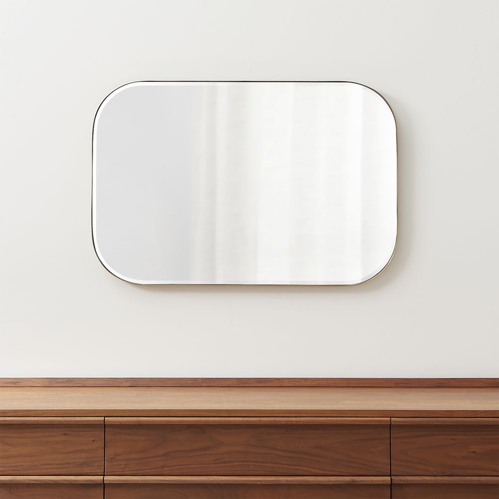 Edge Brass Rounded Rectangle Mirror - Image 0