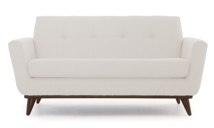 White Hughes Mid Century Modern Apartment Sofa - Merit Snow - Coffee Bean - Image 0