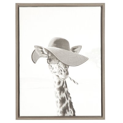 'Sarifa Giraffe Black and White Portrait' Framed Graphic Art on Wrapped Canvas - Image 0