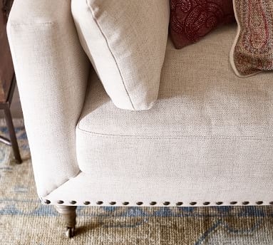 Tallulah Upholstered Sofa 84", Down Blend Wrapped Cushions, Performance Chateau Basketweave Oatmeal - Image 1