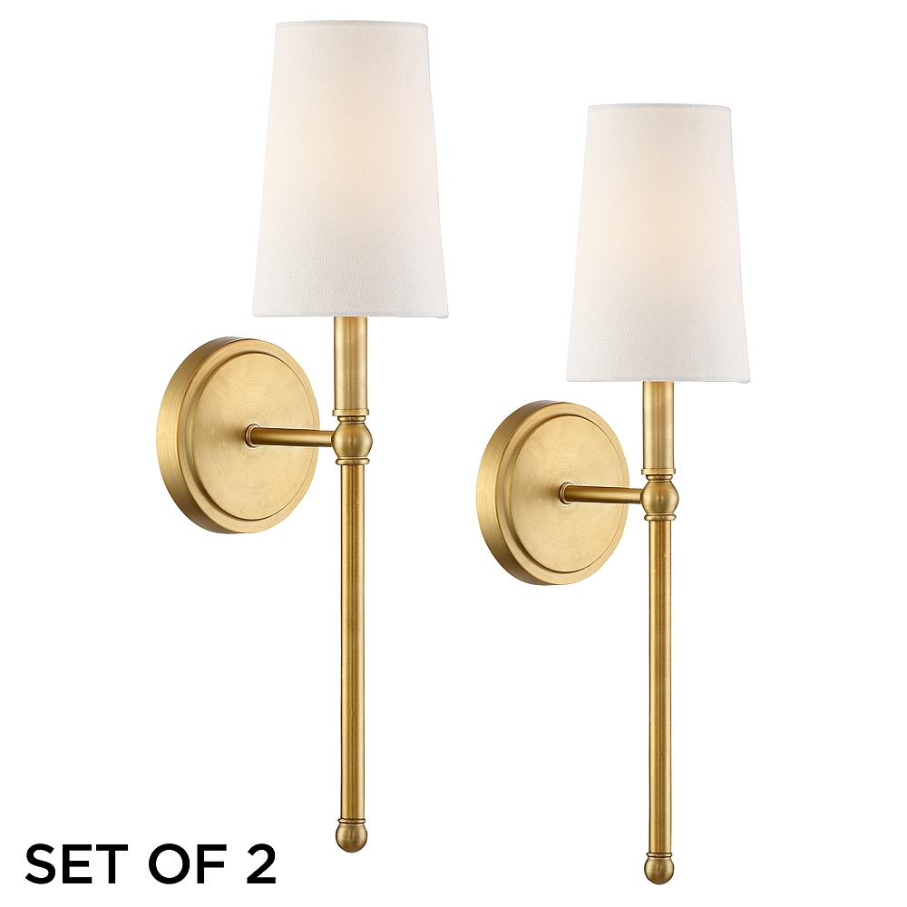 Greta 21" High Warm Brass Wall Sconces Set of 2 - Style # 73D45 - Image 0