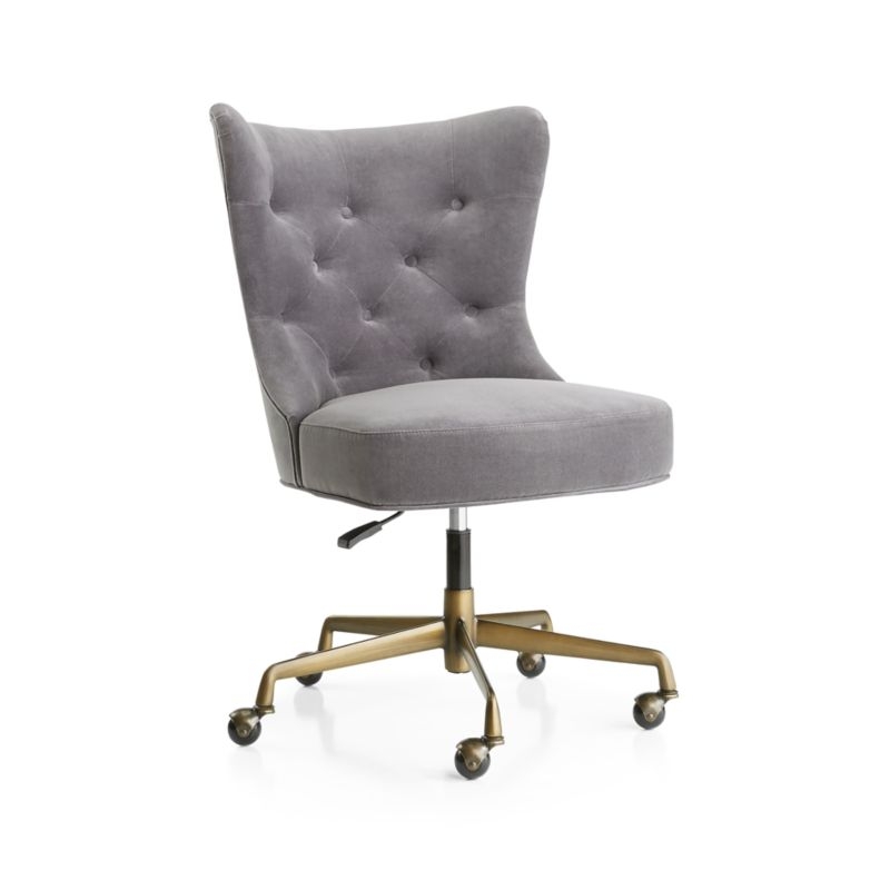 Isla Grey Velvet Office Chair - Image 2