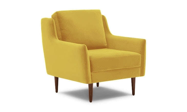 Yellow Bell Mid Century Modern Chair - Royale Marigold - Mocha - Image 0