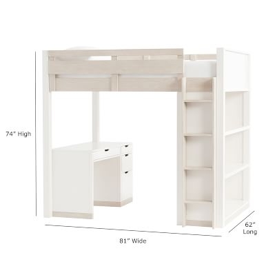 Rhys Loft Bed with Desk Set, Full, Weathered White/Simply White - Image 5