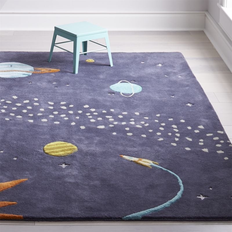 Dark Blue Outer Space Kids Rug 4x6 - Image 2