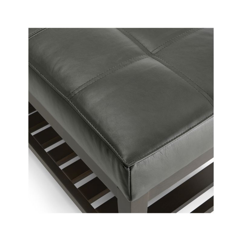 Nash Leather Small Tufted Bench with Slats - Image 3