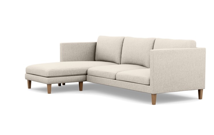 Oliver Reversible Sectional with Beige Wheat Fabric, left facing chaise, and Natural Oak legs - Image 4