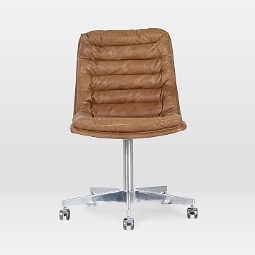 Leather Upholstered Swivel Desk Chair, Pampus Nut - Image 1