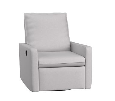 Paxton Manual Swivel Glider & Recliner, Brushed Crossweave Light Gray - Image 0