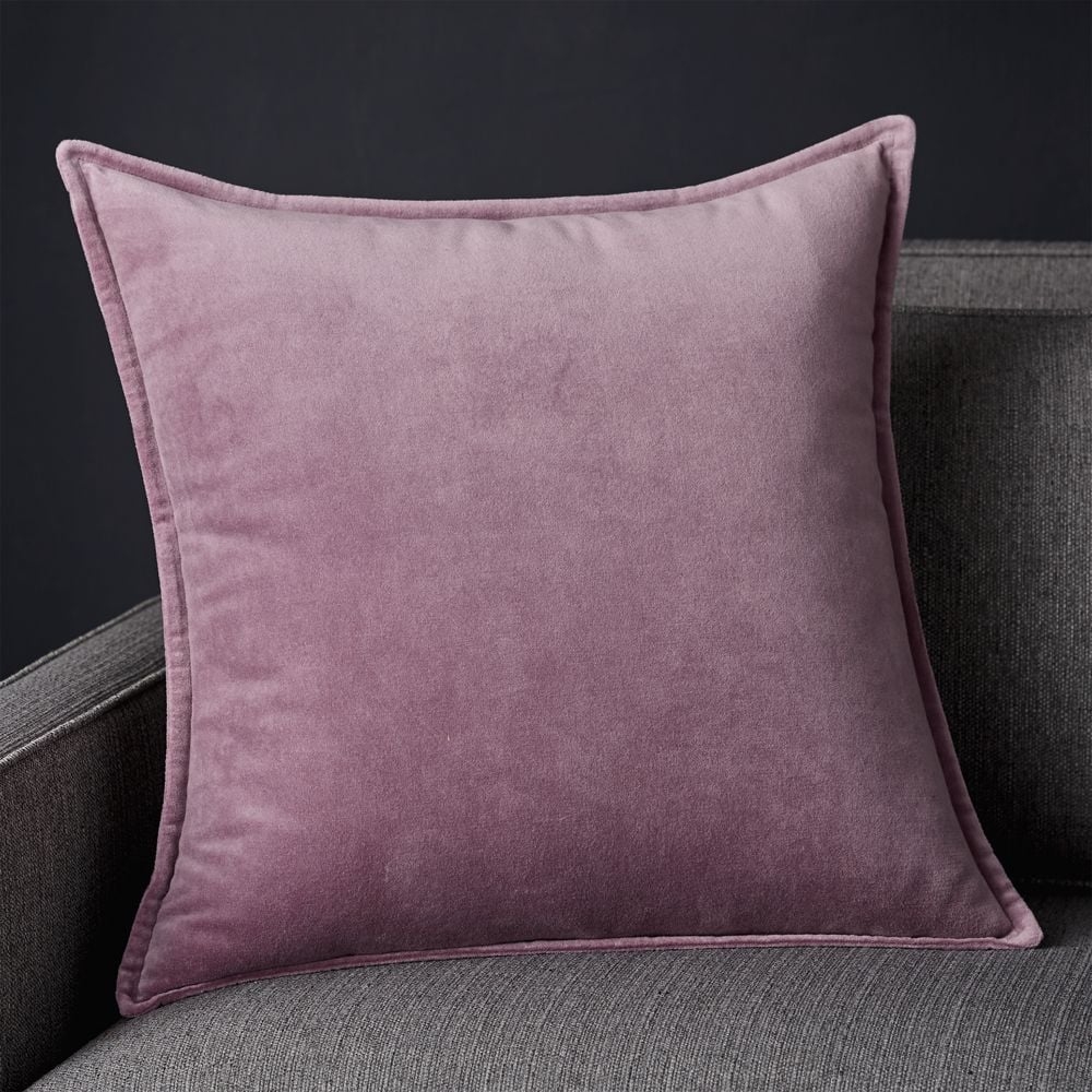 Brenner Lavender Velvet Pillow with Down-Alternative Insert 20" - Image 0