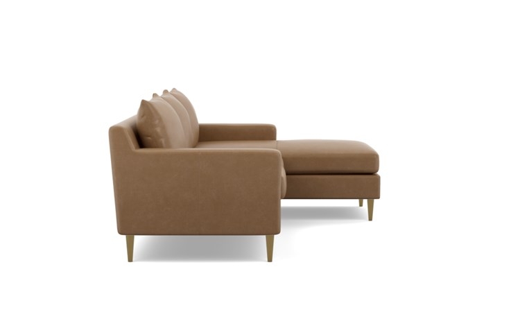 Sloan Leather Chaise Sectional with Palomino and Brass Plated legs - Image 2