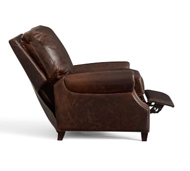 James Roll Arm Leather Recliner, Down Blend Wrapped Cushions, Signature Chalk - Image 5