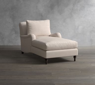 Carlisle Upholstered Chaise, Polyester Wrapped Cushions, Textured Twill Light Gray - Image 1